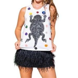 QUEEN OF SPARKLES White Tank Top with horned frog TCU